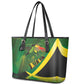Afro Jamaica Independence Day Leather Tote Bag Swallow-tail Hummingbird with Tropical Plants - African Pride