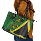 Afro Jamaica Independence Day Leather Tote Bag Swallow-tail Hummingbird with Tropical Plants - African Pride
