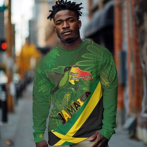 Afro Jamaica Independence Day Long Sleeve Shirt Swallow-tail Hummingbird with Tropical Plants - African Pride