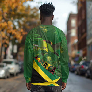 Afro Jamaica Independence Day Long Sleeve Shirt Swallow-tail Hummingbird with Tropical Plants - African Pride