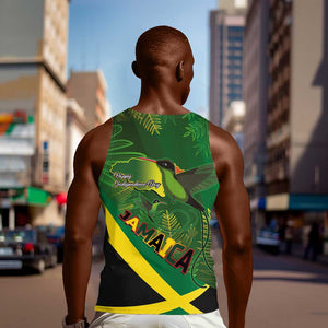 Afro Jamaica Independence Day Men Tank Top Swallow-tail Hummingbird with Tropical Plants - African Pride