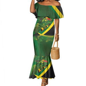 Afro Jamaica Independence Day Mermaid Dress Swallow-tail Hummingbird with Tropical Plants - African Pride
