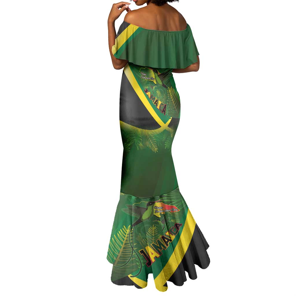 Afro Jamaica Independence Day Mermaid Dress Swallow-tail Hummingbird with Tropical Plants - African Pride