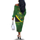 Afro Jamaica Independence Day Off The Shoulder Long Sleeve Dress Swallow-tail Hummingbird with Tropical Plants - African Pride