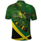 Afro Jamaica Independence Day Polo Shirt Swallow-tail Hummingbird with Tropical Plants - African Pride