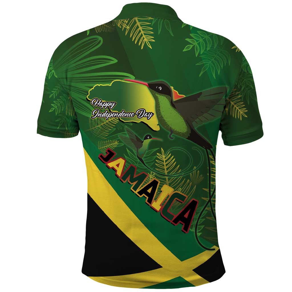 Afro Jamaica Independence Day Polo Shirt Swallow-tail Hummingbird with Tropical Plants - African Pride