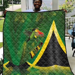 Afro Jamaica Independence Day Quilt Swallow-tail Hummingbird with Tropical Plants - African Pride
