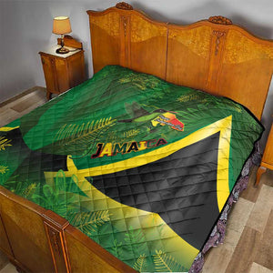 Afro Jamaica Independence Day Quilt Swallow-tail Hummingbird with Tropical Plants - African Pride