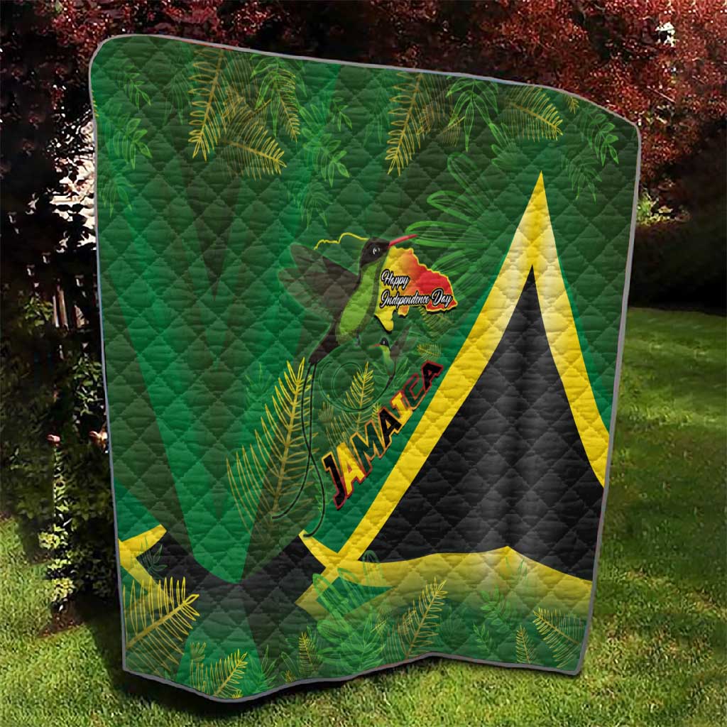 Afro Jamaica Independence Day Quilt Swallow-tail Hummingbird with Tropical Plants - African Pride