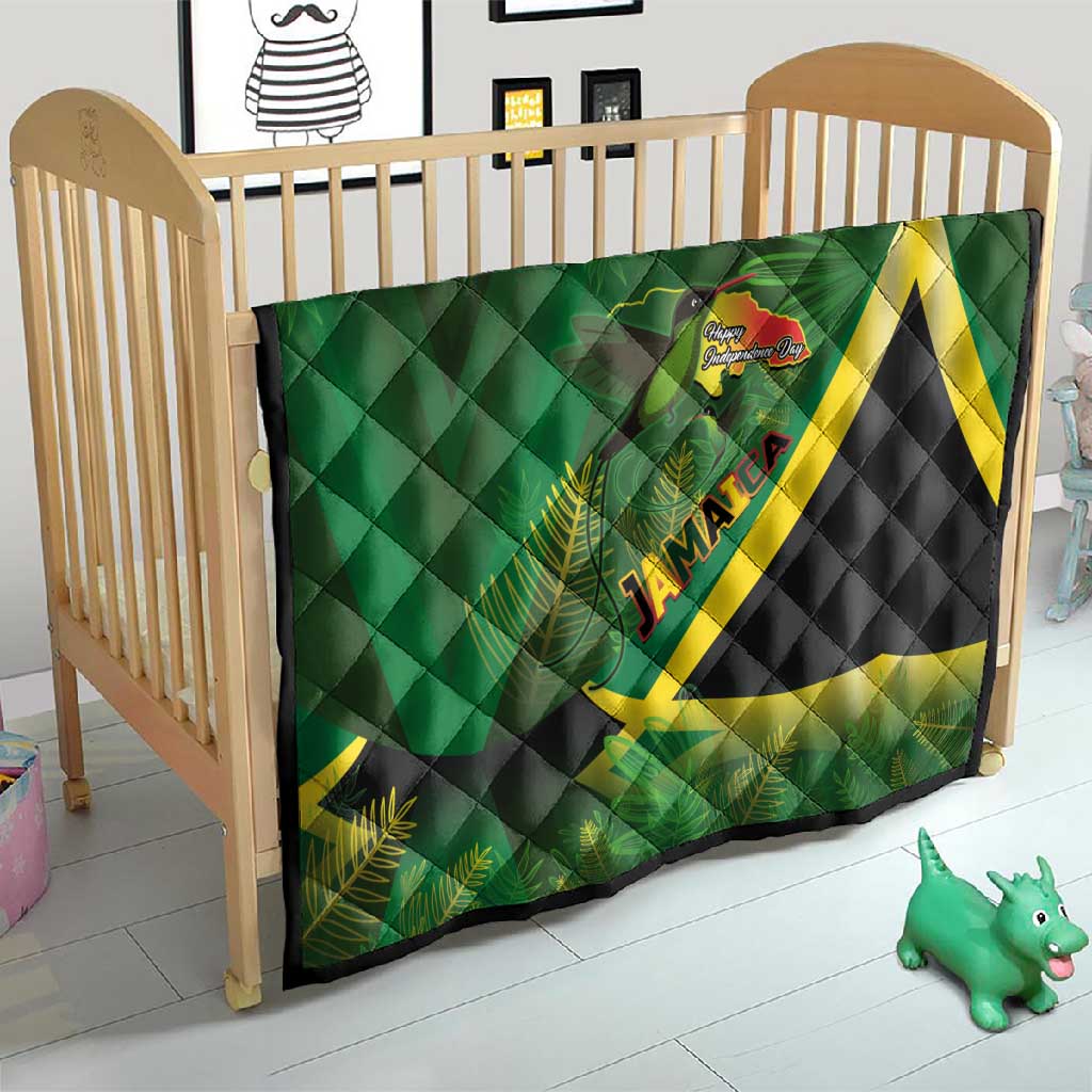 Afro Jamaica Independence Day Quilt Swallow-tail Hummingbird with Tropical Plants - African Pride