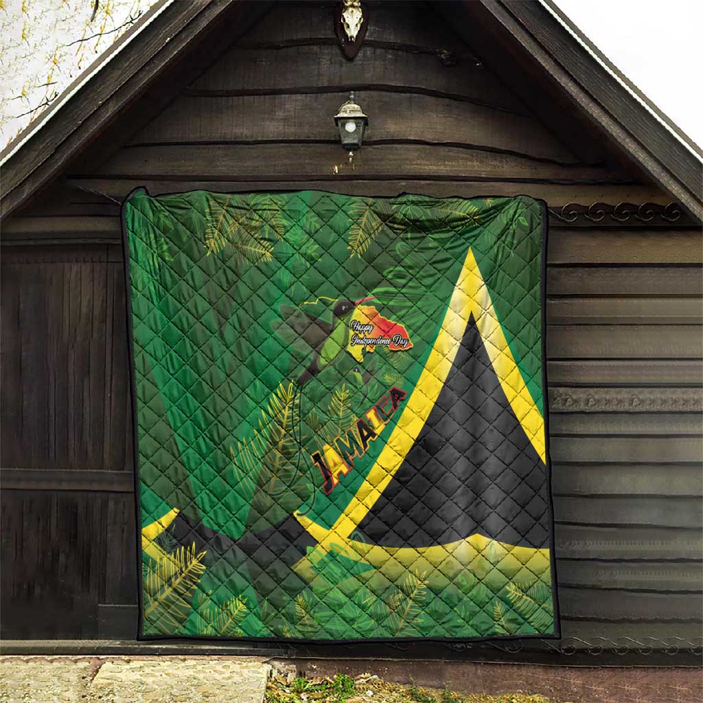 Afro Jamaica Independence Day Quilt Swallow-tail Hummingbird with Tropical Plants - African Pride