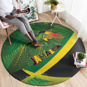 Afro Jamaica Independence Day Round Carpet Swallow-tail Hummingbird with Tropical Plants - African Pride