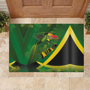 Afro Jamaica Independence Day Rubber Doormat Swallow-tail Hummingbird with Tropical Plants - African Pride