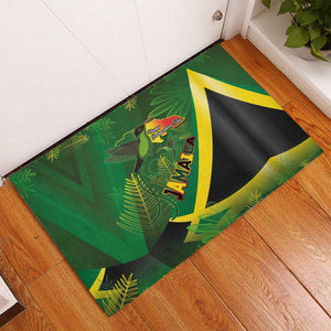 Afro Jamaica Independence Day Rubber Doormat Swallow-tail Hummingbird with Tropical Plants - African Pride