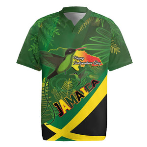 Afro Jamaica Independence Day Rugby Jersey Swallow-tail Hummingbird with Tropical Plants - African Pride