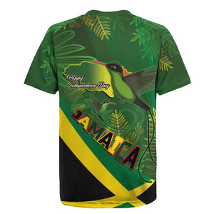 Afro Jamaica Independence Day Rugby Jersey Swallow-tail Hummingbird with Tropical Plants - African Pride