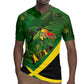 Afro Jamaica Independence Day Rugby Jersey Swallow-tail Hummingbird with Tropical Plants - African Pride