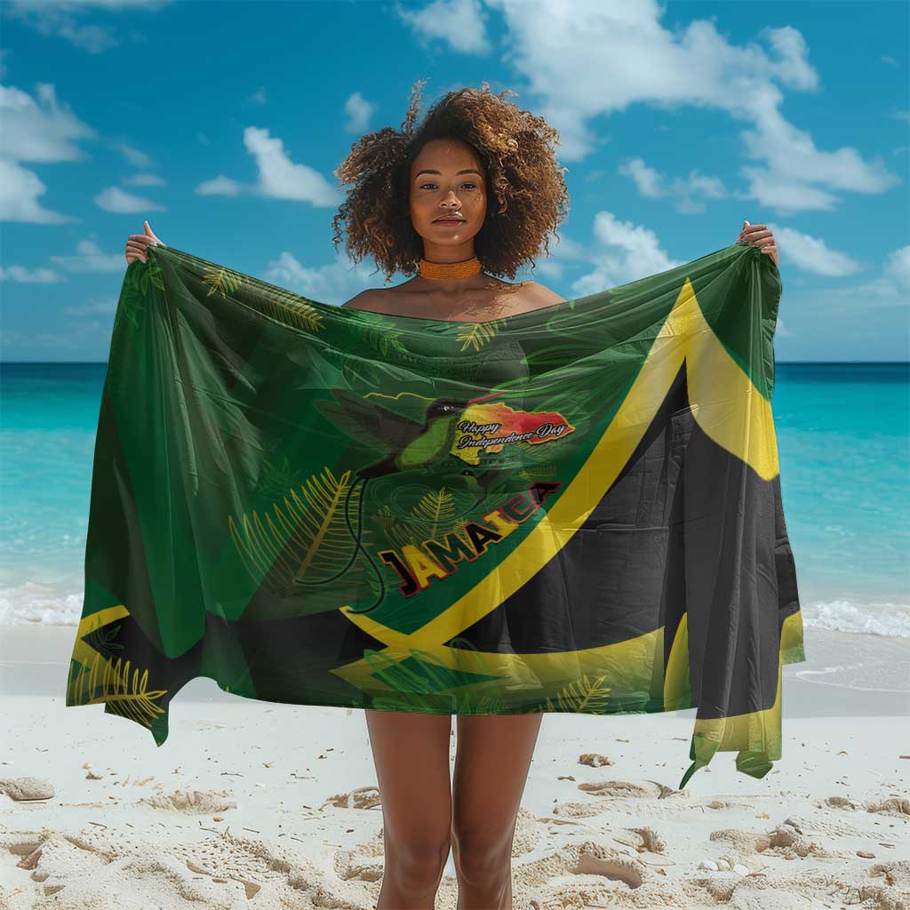 Afro Jamaica Independence Day Sarong Swallow-tail Hummingbird with Tropical Plants - African Pride