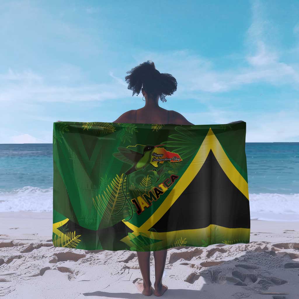 Afro Jamaica Independence Day Sarong Swallow-tail Hummingbird with Tropical Plants - African Pride