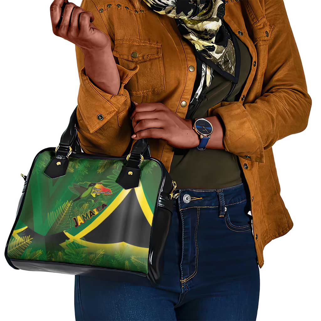 Afro Jamaica Independence Day Shoulder Handbag Swallow-tail Hummingbird with Tropical Plants - African Pride