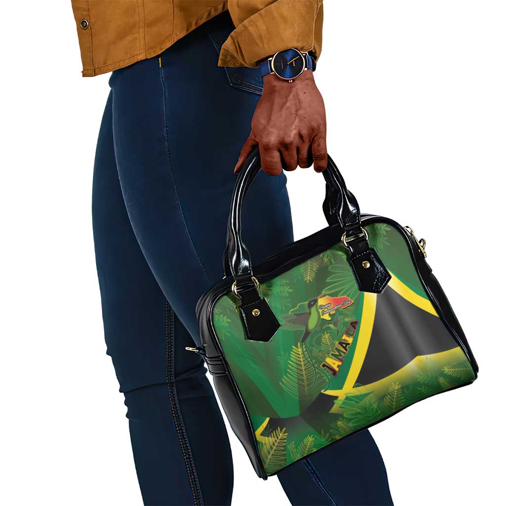 Afro Jamaica Independence Day Shoulder Handbag Swallow-tail Hummingbird with Tropical Plants - African Pride