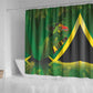 Afro Jamaica Independence Day Shower Curtain Swallow-tail Hummingbird with Tropical Plants - African Pride