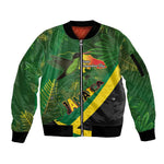 Afro Jamaica Independence Day Sleeve Zip Bomber Jacket Swallow-tail Hummingbird with Tropical Plants - African Pride