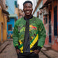 Afro Jamaica Independence Day Sleeve Zip Bomber Jacket Swallow-tail Hummingbird with Tropical Plants - African Pride