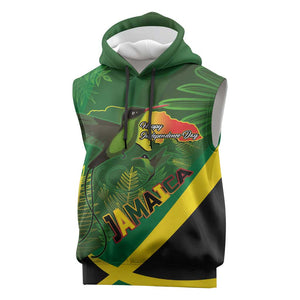 Afro Jamaica Independence Day Sleeveless Hoodie Swallow-tail Hummingbird with Tropical Plants - African Pride