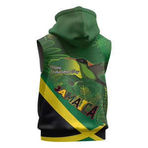 Afro Jamaica Independence Day Sleeveless Hoodie Swallow-tail Hummingbird with Tropical Plants - African Pride