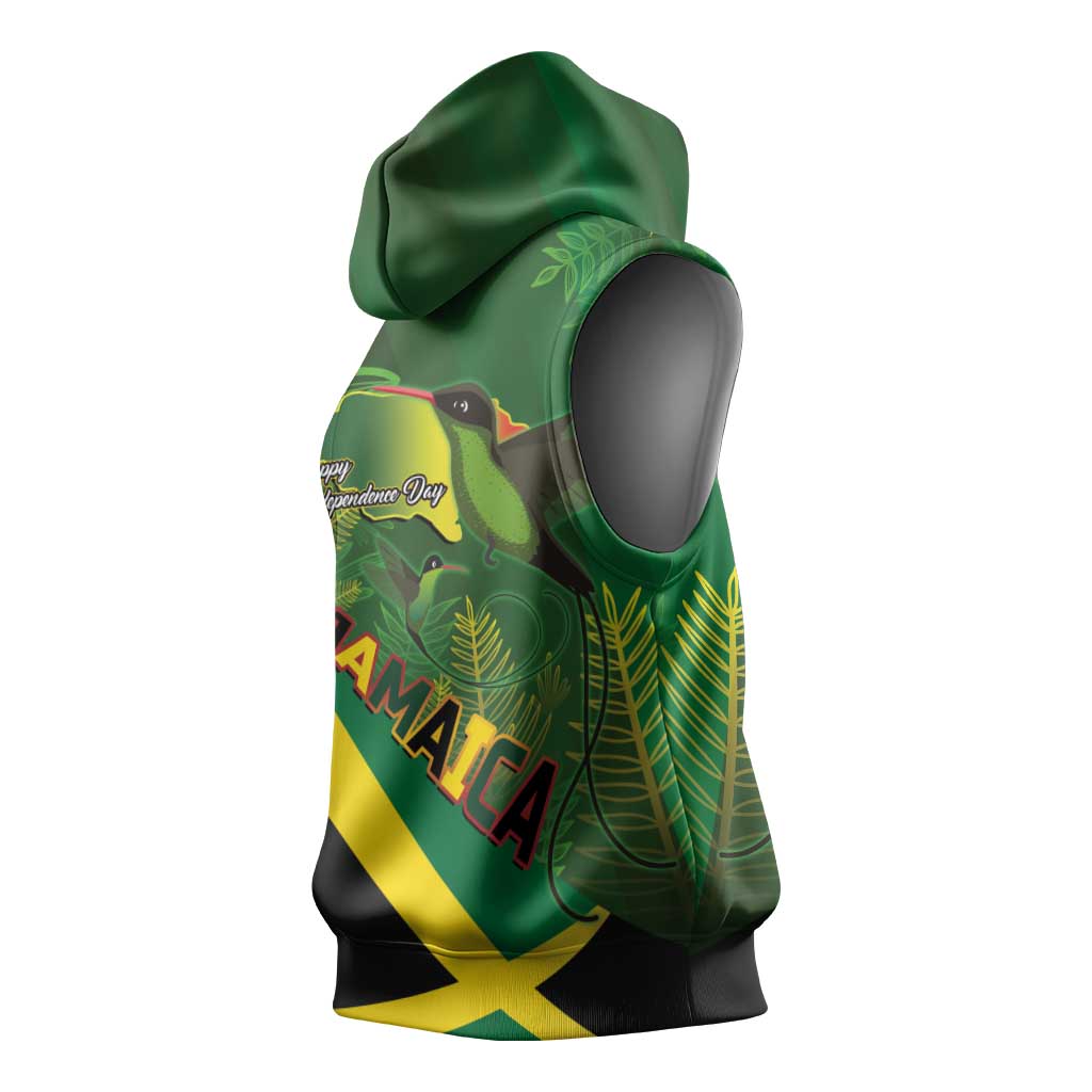 Afro Jamaica Independence Day Sleeveless Hoodie Swallow-tail Hummingbird with Tropical Plants - African Pride