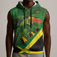 Afro Jamaica Independence Day Sleeveless Zip Hoodie Swallow-tail Hummingbird with Tropical Plants - African Pride