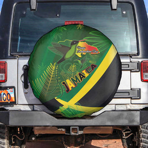 Afro Jamaica Independence Day Spare Tire Cover Swallow-tail Hummingbird with Tropical Plants - African Pride