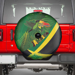 Afro Jamaica Independence Day Spare Tire Cover Swallow-tail Hummingbird with Tropical Plants - African Pride