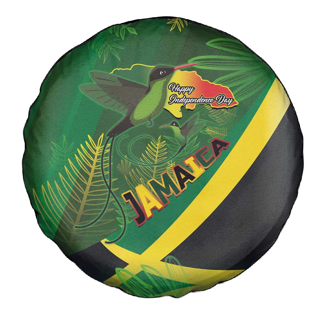 Afro Jamaica Independence Day Spare Tire Cover Swallow-tail Hummingbird with Tropical Plants - African Pride
