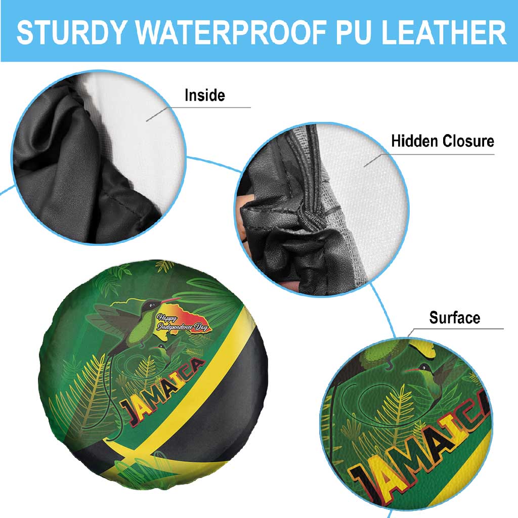 Afro Jamaica Independence Day Spare Tire Cover Swallow-tail Hummingbird with Tropical Plants - African Pride