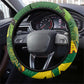Afro Jamaica Independence Day Steering Wheel Cover Swallow-tail Hummingbird with Tropical Plants - African Pride