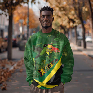 Afro Jamaica Independence Day Sweatshirt Swallow-tail Hummingbird with Tropical Plants - African Pride