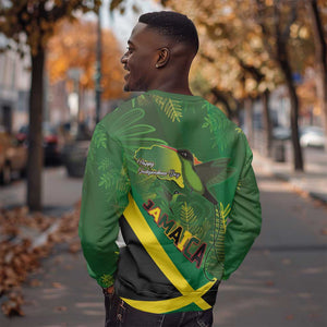 Afro Jamaica Independence Day Sweatshirt Swallow-tail Hummingbird with Tropical Plants - African Pride