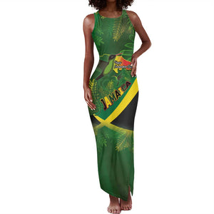Afro Jamaica Independence Day Tank Maxi Dress Swallow-tail Hummingbird with Tropical Plants - African Pride