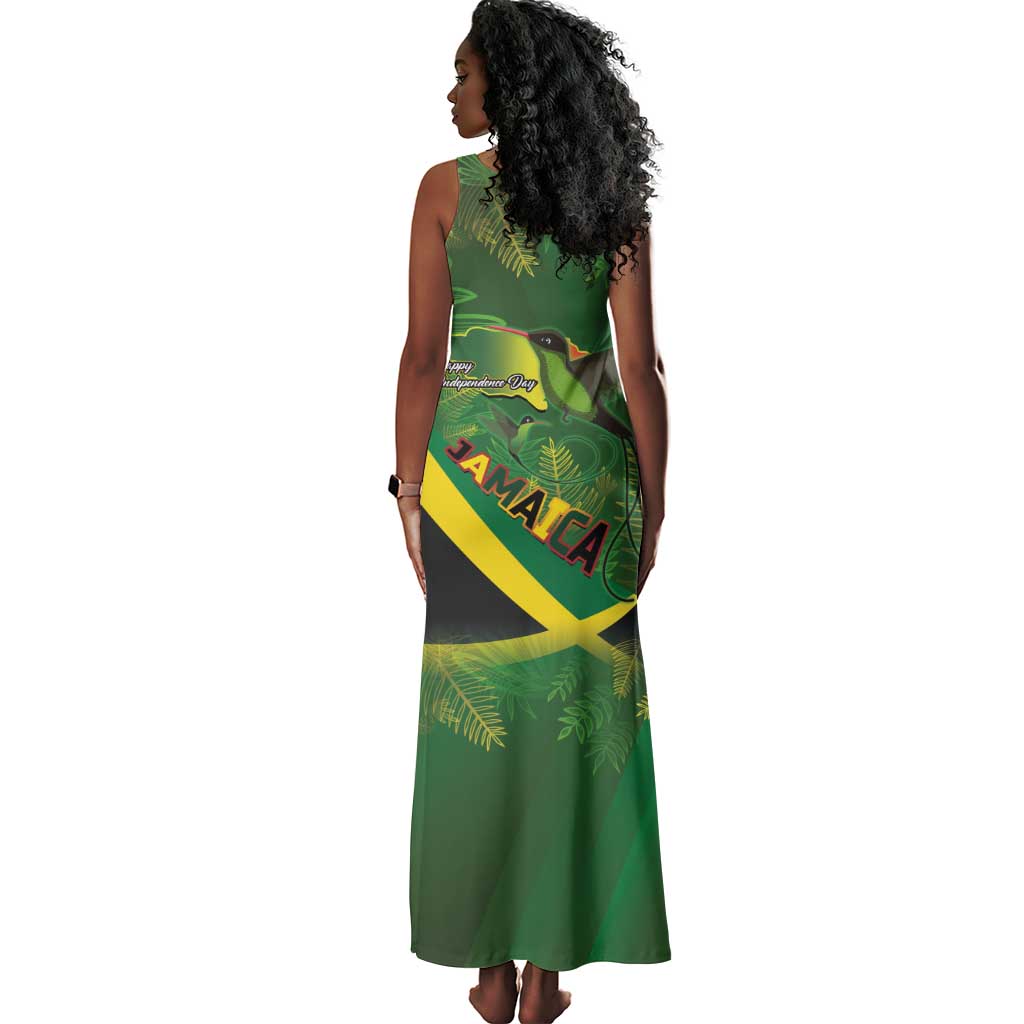 Afro Jamaica Independence Day Tank Maxi Dress Swallow-tail Hummingbird with Tropical Plants - African Pride