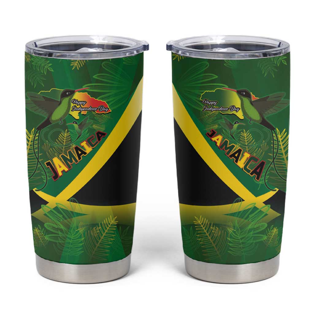 Afro Jamaica Independence Day Tumbler Cup Swallow-tail Hummingbird with Tropical Plants - African Pride