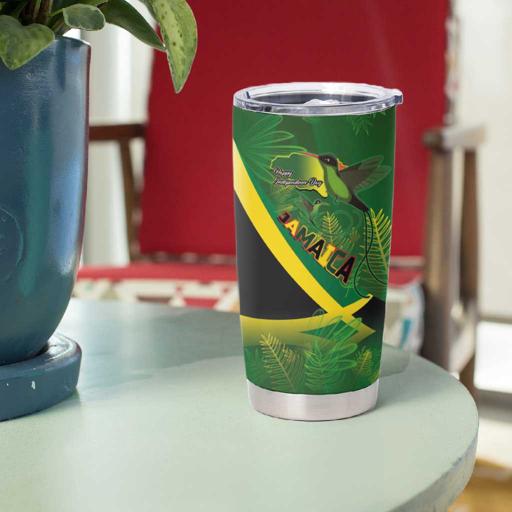 Afro Jamaica Independence Day Tumbler Cup Swallow-tail Hummingbird with Tropical Plants - African Pride