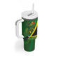 Afro Jamaica Independence Day Tumbler With Handle Swallow-tail Hummingbird with Tropical Plants - African Pride