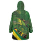 Afro Jamaica Independence Day Wearable Blanket Hoodie Swallow-tail Hummingbird with Tropical Plants - African Pride