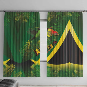 Afro Jamaica Independence Day Window Curtain Swallow-tail Hummingbird with Tropical Plants - African Pride