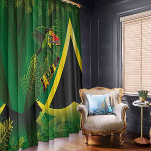 Afro Jamaica Independence Day Window Curtain Swallow-tail Hummingbird with Tropical Plants - African Pride
