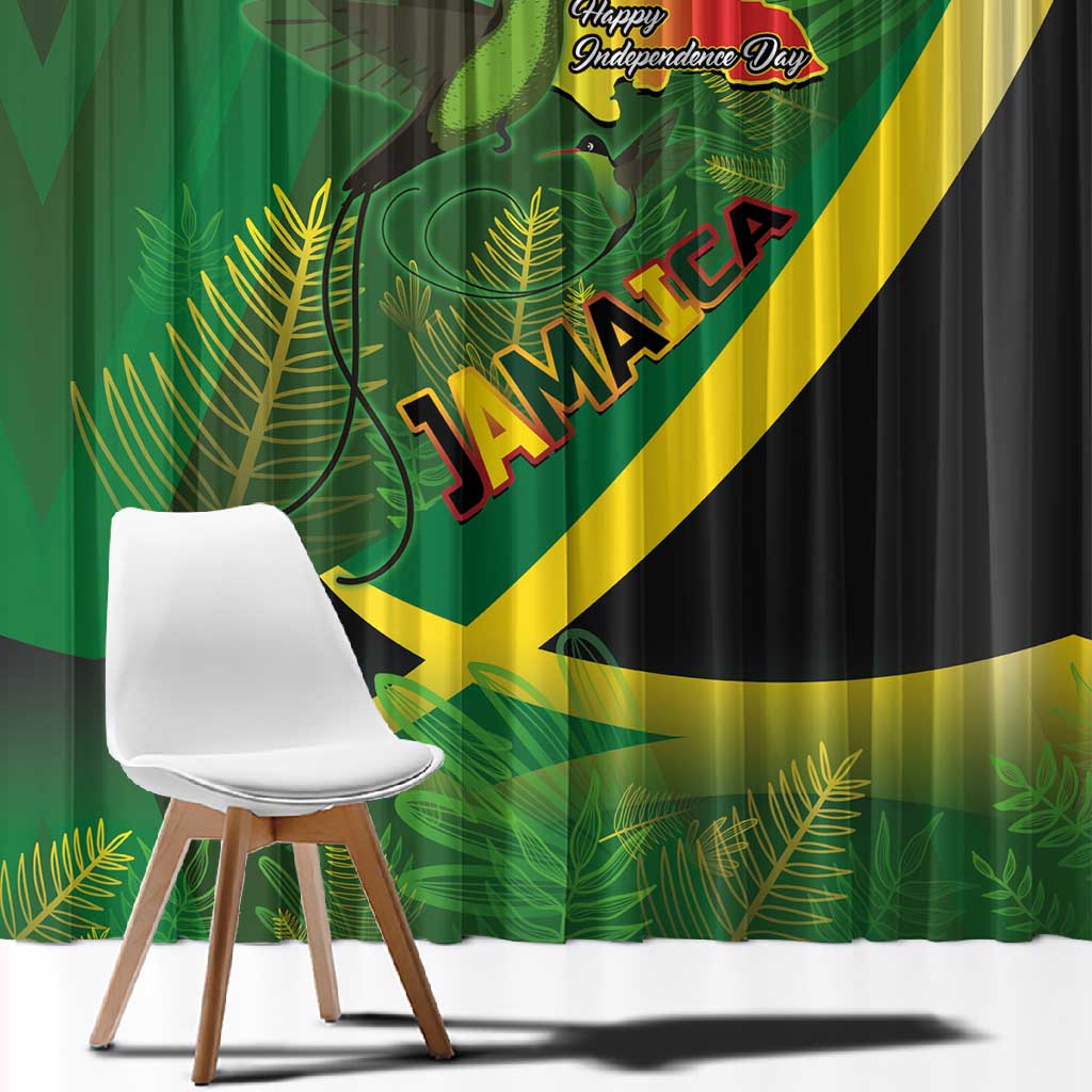 Afro Jamaica Independence Day Window Curtain Swallow-tail Hummingbird with Tropical Plants - African Pride