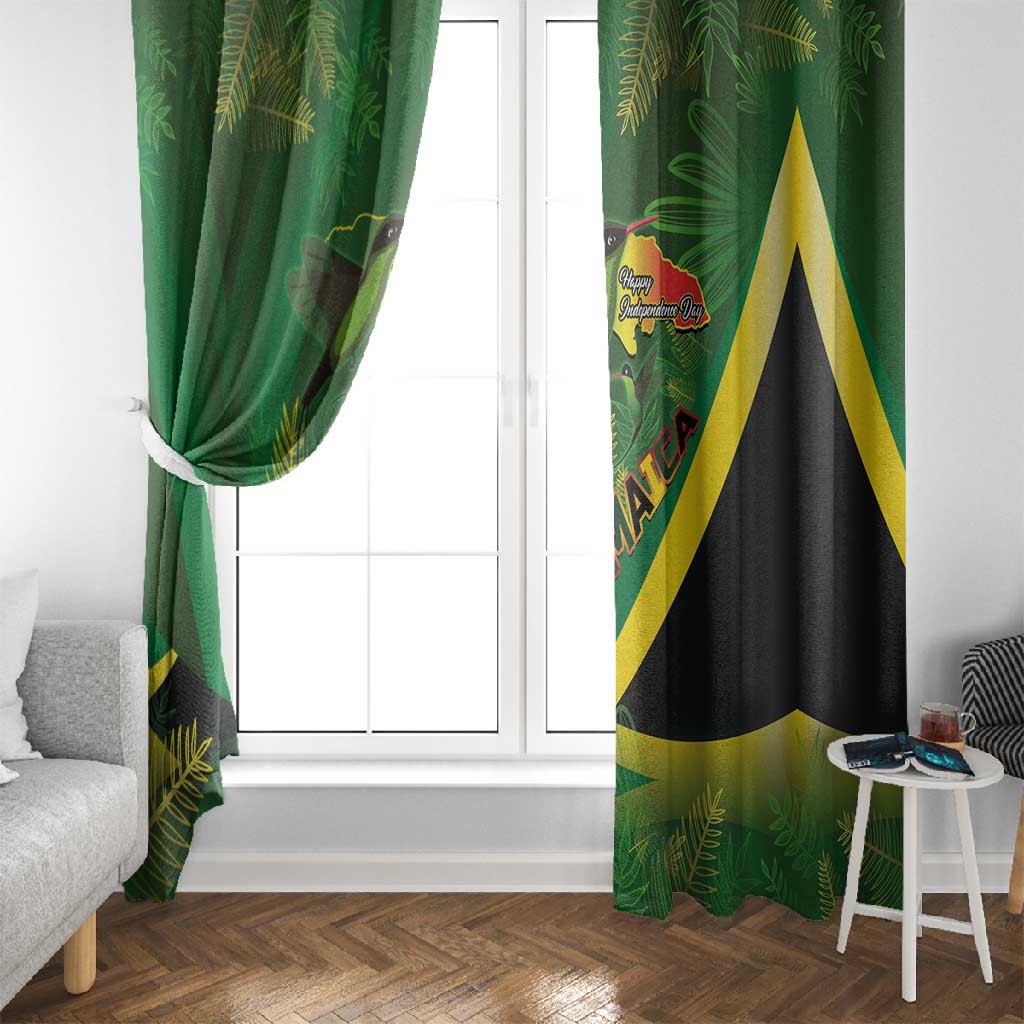 Afro Jamaica Independence Day Window Curtain Swallow-tail Hummingbird with Tropical Plants - African Pride