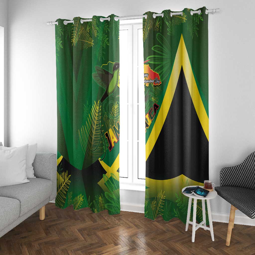 Afro Jamaica Independence Day Window Curtain Swallow-tail Hummingbird with Tropical Plants - African Pride